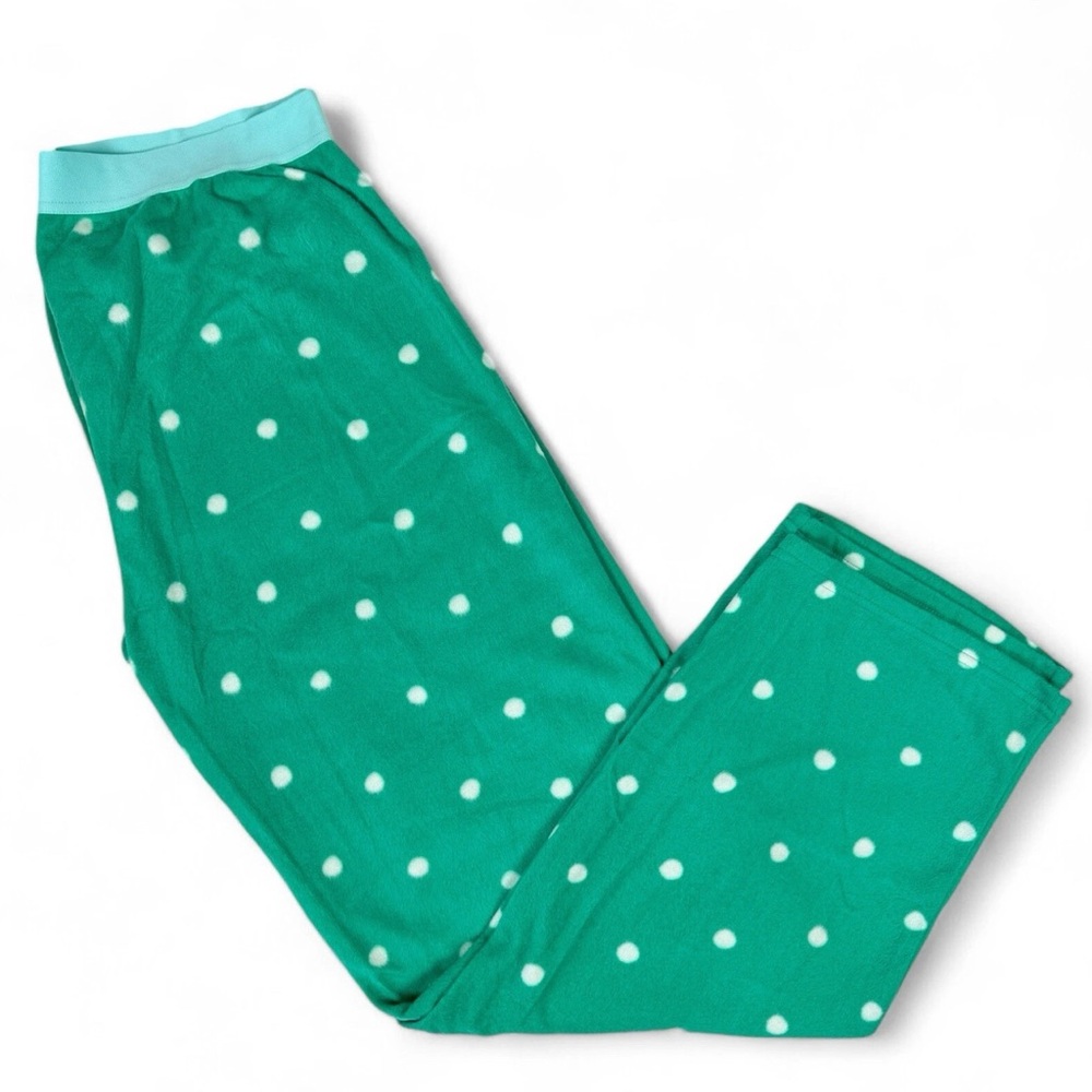 June & Daisy Fleece Pajama Pants Mint Green Polka Dot Womens Size L NWOT